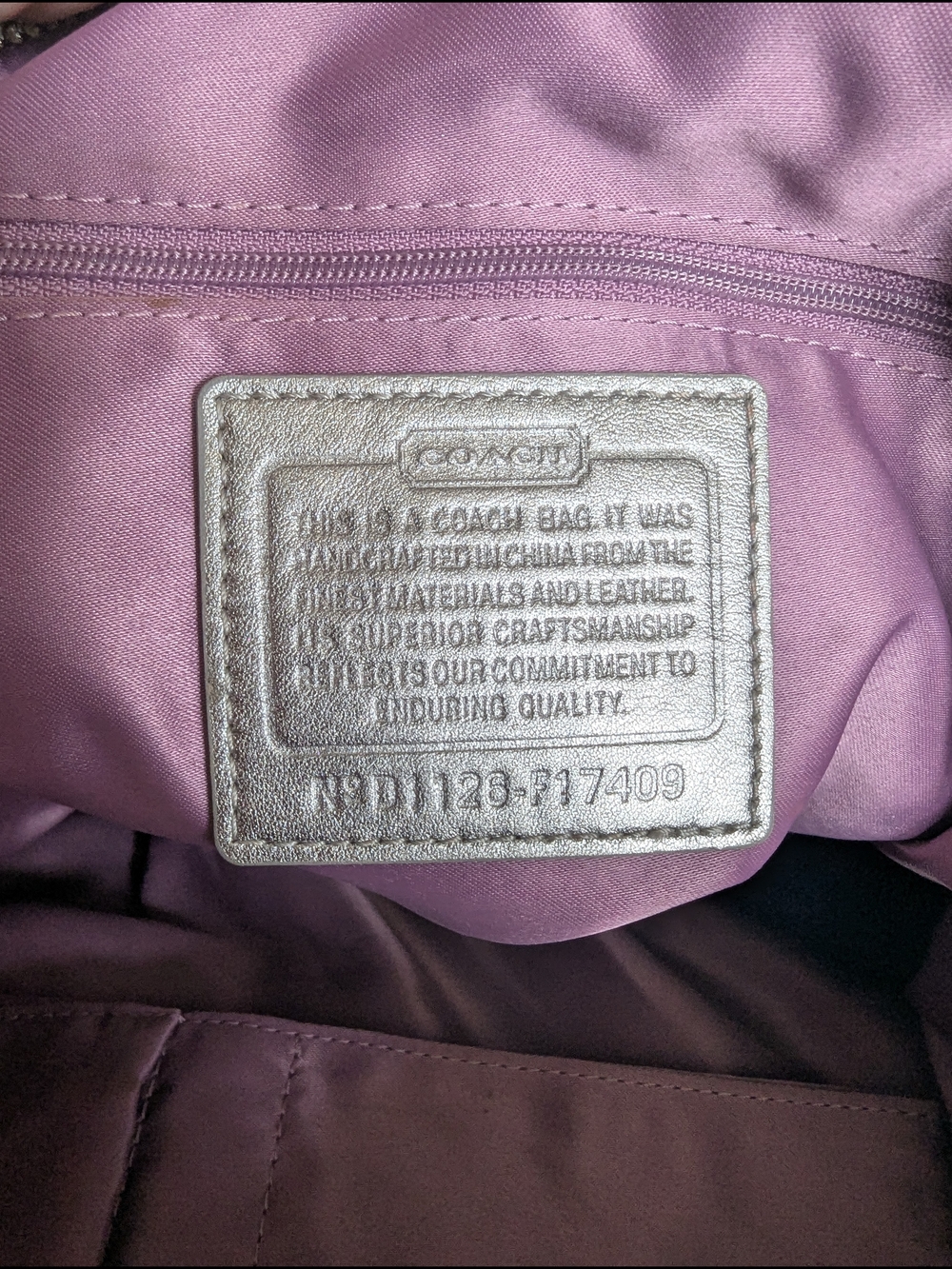 Coach Purple Signature Canvas Satchel with Silver Leather Trim - Picture 9 of 10